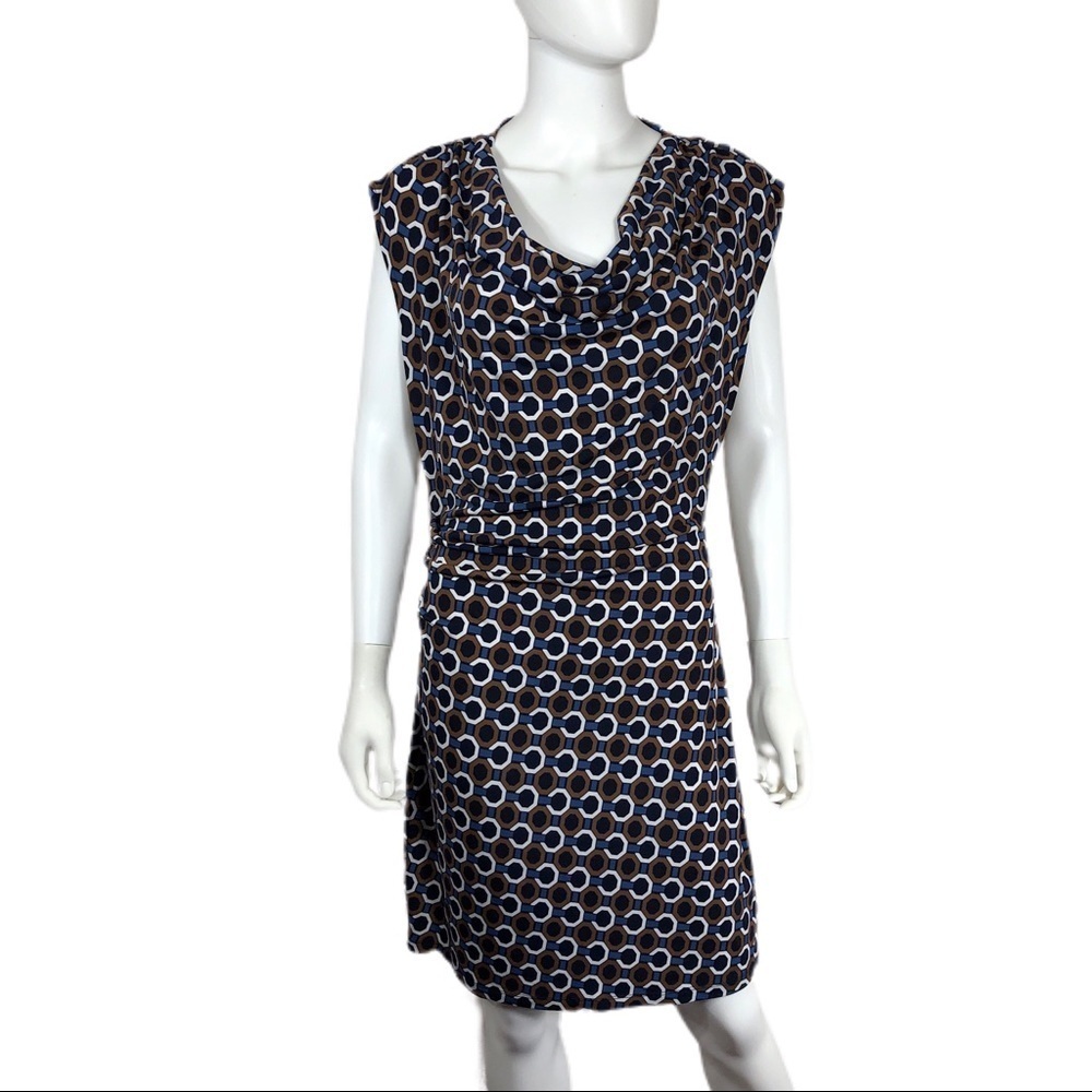 Michael Kors Draped Collar Gathered Waist Dress